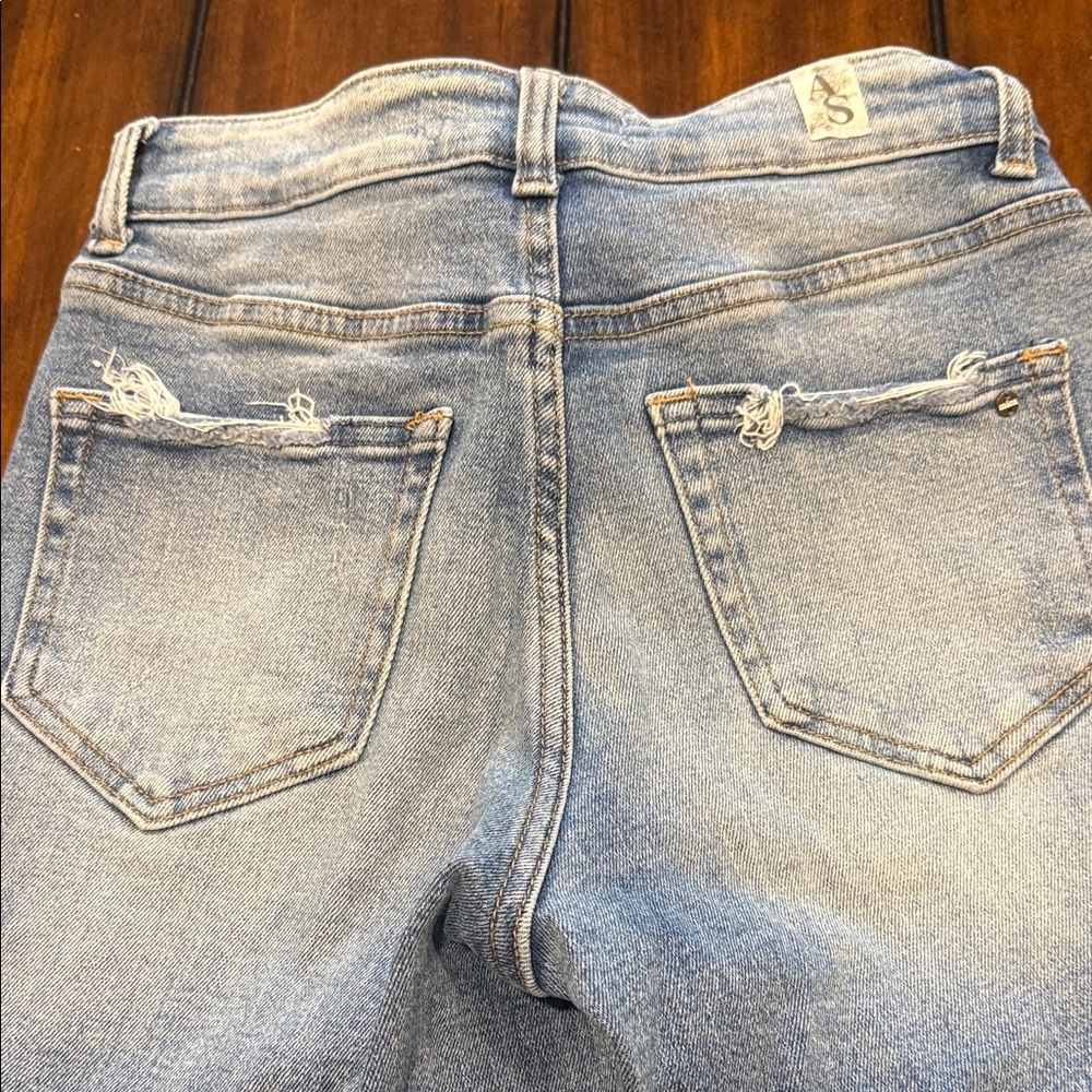 Altar'd State Light Blue Distressed Straight Leg Jeans - Picture 6 of 7